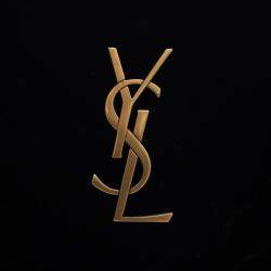 Pre Owned Saint Laurent Paris Black Mini Velvet Monogram Lou Camera Belt Bag