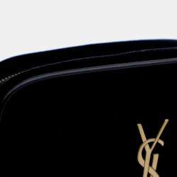 Pre Owned Saint Laurent Paris Black Mini Velvet Monogram Lou Camera Belt Bag