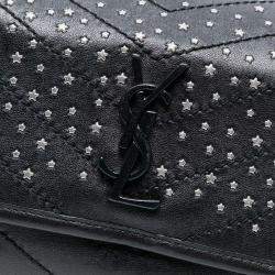 مملوكة مسبقًا Saint Laurent Paris Black Studded Calfskin Stardust Monogram Niki Body Bag