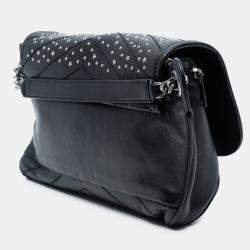 مملوكة مسبقًا Saint Laurent Paris Black Studded Calfskin Stardust Monogram Niki Body Bag