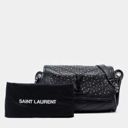مملوكة مسبقًا Saint Laurent Paris Black Studded Calfskin Stardust Monogram Niki Body Bag