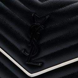 Pre Owned حقيبة سلسلة سان لوران باريس مونوجرام شيفرون ماتيلواسي حبيبي سوداء