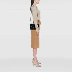 Pre Owned حقيبة سلسلة سان لوران باريس مونوجرام شيفرون ماتيلواسي حبيبي سوداء