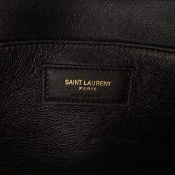 مملوكة مسبقًا حقيبة سان لوران باريس كروس بودي سلسلة سوداء جلد العجل مبطنة فيكتوار