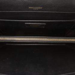مملوكة مسبقًا حقيبة سان لوران باريس كروس بودي سلسلة سوداء جلد العجل مبطنة فيكتوار