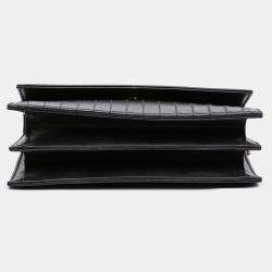 مملوكة مسبقًا حقيبة سان لوران باريس كروس بودي سلسلة سوداء جلد العجل مبطنة فيكتوار