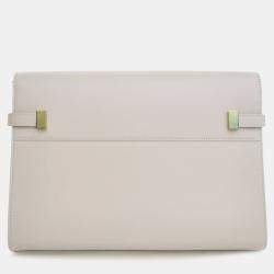 مملوكة مسبقًا حقيبة كتف سان لوران باريس مانهاتن جلد أبيض متوسطة