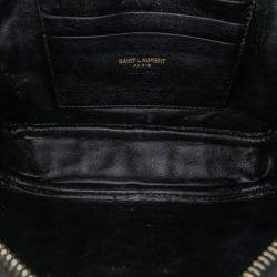 Pre Owned Saint Laurent Paris Black Mini Croc Embossed Patent Monogram Lou Camera Bag