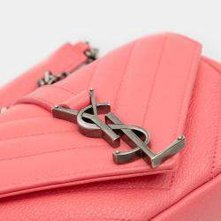 Pre Owned حقيبة سلسلة مونوغرام كلاسيكية شيفرون عجل محبب وردي سان لوران باريس بيبي