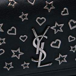 مملوكة مسبقًا Saint Laurent Paris Black Medium Leather Monogram Stars and Hearts Sunset Crossbody