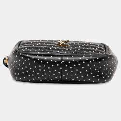 Pre Owned Saint Laurent Paris Black Baby Quilted Chevron Calfskin Monogram Polka Dot Lou Camera Bag