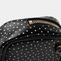 Pre Owned Saint Laurent Paris Black Baby Quilted Chevron Calfskin Monogram Polka Dot Lou Camera Bag