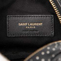 Pre Owned Saint Laurent Paris Black Baby Quilted Chevron Calfskin Monogram Polka Dot Lou Camera Bag