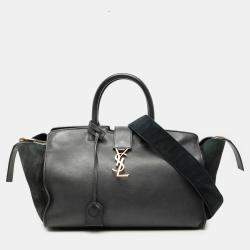 Pre Owned Saint Laurent Paris Black Small Leather Downtown Cabas Satchel