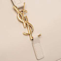 Pre Owned Saint Laurent Paris White Smooth Leather Le 5 a 7 Hobo