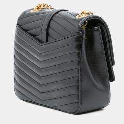 مملوكة مسبقًا Saint Laurent Paris Black Small Chevron Lambskin Monogram Sulpice Bag