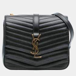 مملوكة مسبقًا Saint Laurent Paris Black Small Chevron Lambskin Monogram Sulpice Bag