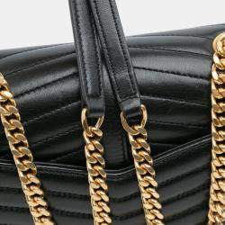 مملوكة مسبقًا Saint Laurent Paris Black Small Chevron Lambskin Monogram Sulpice Bag