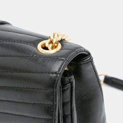 مملوكة مسبقًا Saint Laurent Paris Black Small Chevron Lambskin Monogram Sulpice Bag