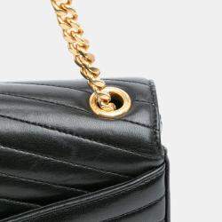 مملوكة مسبقًا Saint Laurent Paris Black Small Chevron Lambskin Monogram Sulpice Bag