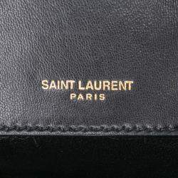 مملوكة مسبقًا Saint Laurent Paris Black Small Chevron Lambskin Monogram Sulpice Bag