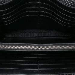 Pre Owned Saint Laurent Paris Silver Metallic Python Embossed Leather Monogram Kate Wallet on Chain