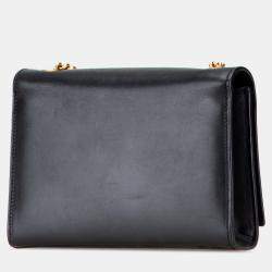 Pre Owned حقيبة كروس بودي برباط كيت مونوغرام جلد سوداء صغيرة سان لوران باريس