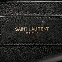 Pre Owned حقيبة كروس بودي برباط كيت مونوغرام جلد سوداء صغيرة سان لوران باريس