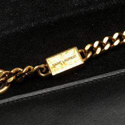 Pre Owned حقيبة كروس بودي برباط كيت مونوغرام جلد سوداء صغيرة سان لوران باريس