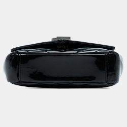 Pre Owned Saint Laurent Paris Black Baby Patent Chevron Classic Monogram Chain Bag