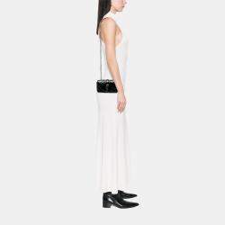 Pre Owned Saint Laurent Paris Black Baby Patent Chevron Classic Monogram Chain Bag