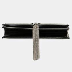 مملوكة مسبقًا Saint Laurent Paris Black Calfskin Star Print Classic Monogram Kate Tassel Wallet on Chain