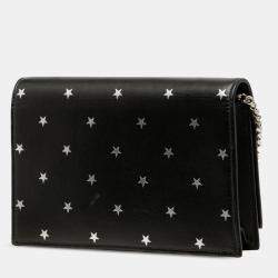 مملوكة مسبقًا Saint Laurent Paris Black Calfskin Star Print Classic Monogram Kate Tassel Wallet on Chain