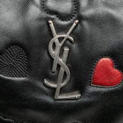 Pre Owned Saint Laurent Paris Black Leather Heart Lou Camera Bag