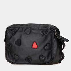 Pre Owned Saint Laurent Paris Black Leather Heart Lou Camera Bag