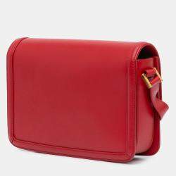 Pre Owned Saint Laurent Paris Red Medium Calfskin Solferino Satchel In Box