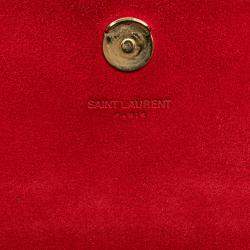 Pre Owned حقيبة كروس بودي سان لوران باريس كيت مونوغرام جلد أحمر صغيرة بشراشيب