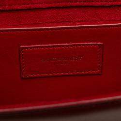 Pre Owned حقيبة كروس بودي سان لوران باريس كيت مونوغرام جلد أحمر صغيرة بشراشيب