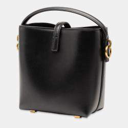 مملوكة مسبقًا حقيبة سان لوران باريس لو 37 جلد عجل أسود لامع صغيرة