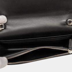 Pre Owned محفظة سان لوران باريس كيت مونوغرام كلاسيك تاسيل بالسلسلة جلد عجل أسود سحابة نجمة أبليك