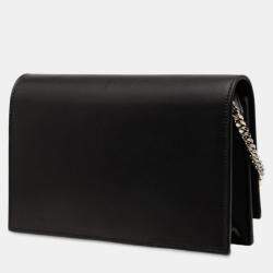 Pre Owned محفظة سان لوران باريس كيت مونوغرام كلاسيك تاسيل بالسلسلة جلد عجل أسود سحابة نجمة أبليك