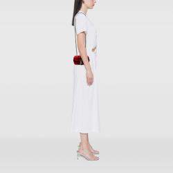 Pre Owned Saint Laurent Paris Red Baby Chevron Tartan Wool Monogram Classic Chain Bag