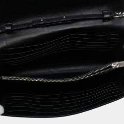 Pre Owned Saint Laurent Paris Black Croc Embossed Leather Wallet On Chain