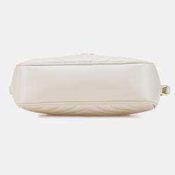 مملوكة مسبقًا Saint Laurent Paris White Quilted Leather Monogram Lou Camera Bag