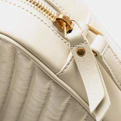 مملوكة مسبقًا Saint Laurent Paris White Quilted Leather Monogram Lou Camera Bag
