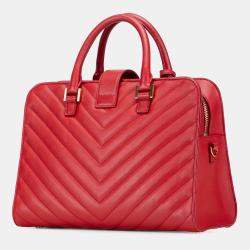 مملوكة مسبقًا Saint Laurent Paris Red Small Chevron Calfskin Monogram Cabas Satchel