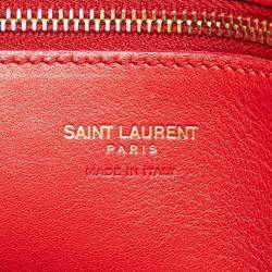 مملوكة مسبقًا Saint Laurent Paris Red Small Chevron Calfskin Monogram Cabas Satchel
