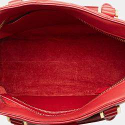 مملوكة مسبقًا Saint Laurent Paris Red Small Chevron Calfskin Monogram Cabas Satchel