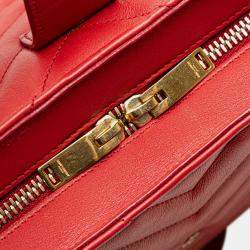 مملوكة مسبقًا Saint Laurent Paris Red Small Chevron Calfskin Monogram Cabas Satchel