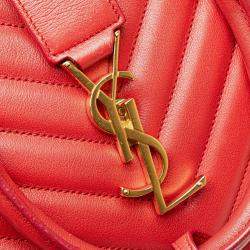 مملوكة مسبقًا Saint Laurent Paris Red Small Chevron Calfskin Monogram Cabas Satchel